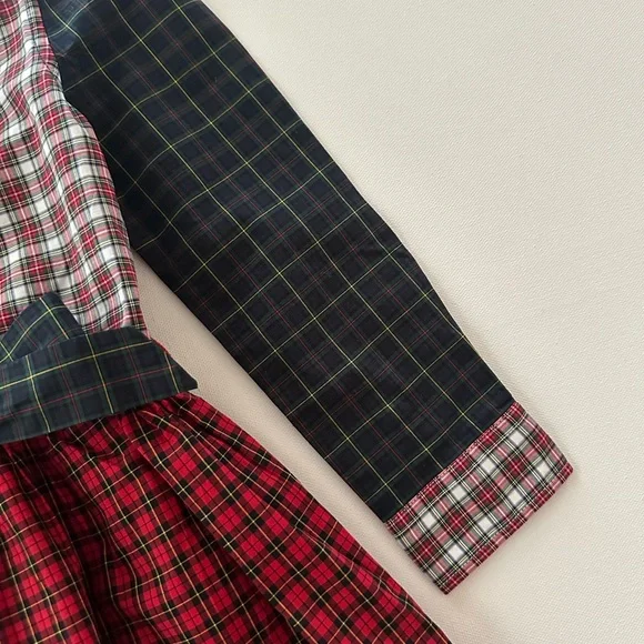 Polo Ralph Lauren Girls 5 Plaid Poplin Shirt Dress Holiday Christmas Red Blue - Picture 4 of 8